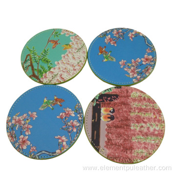 Digital Printed PU Leather Faux For Tea Coaster